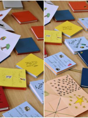 Foto von Ergebnissen einer Buchbindewerkstatt