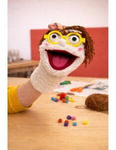 Sockenpuppe Werkstatt mit Gaia